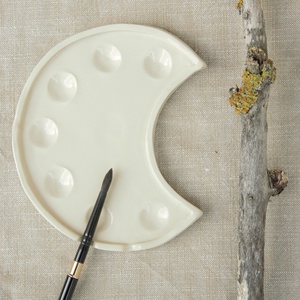 Festőpaletta akvarell festéshez - Félhold, Művészet, Festmény, Akvarell, Kerámia, MESKA