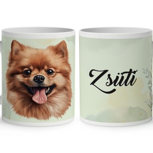 Névvel kérhető - Barna pomerániai törpe spicc portré mintás bögre, Otthon & Életmód, Konyhafelszerelés, tálalás, Tálalás, Bögre & Csésze, , MESKA