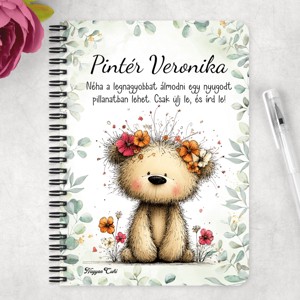 Személyre szabható - A legcukibb tavaszi macika mintás A6-os füzet - otthon & életmód - papír, írószer - jegyzetfüzet & napló - Meska.hu