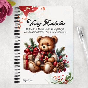 Személyre szabható - Karácsonyi Teddy maci (macival) mintás A5-ös füzet - otthon & életmód - papír, írószer - jegyzetfüzet & napló - Meska.hu