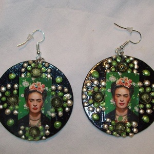 Frida Kahlo fülbevaló (fekete) - Meska.hu