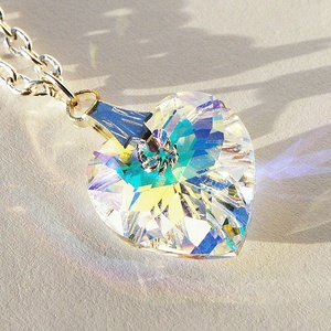 Swarovski szív medál- Crystal Ab, Ékszer, Nyaklánc, Medálos nyaklánc, Ékszerkészítés, Meska