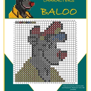 Balu kapitány vasalható gyöngy minta, DIY (Csináld magad), Fűzésminták, Mozaik, Gyöngyfűzés, gyöngyhímzés, MESKA