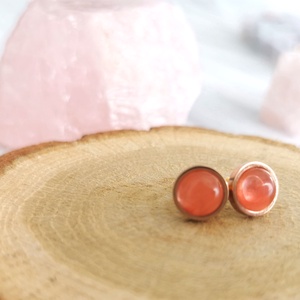 Cseresznyekvarc ásványfülbevaló rosegold színű alapon - NEMESACÉL - Meska.hu