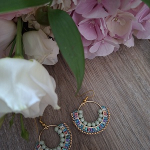 Miyuki gyöngyökből készült fülbevaló  - ékszer - fülbevaló - fülékszer - Meska.hu