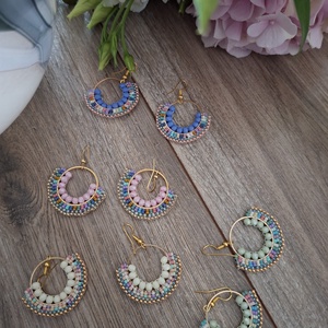 Miyuki japán üveggyöngyökből készült fülbevaló  - ékszer - fülbevaló - fülékszer - Meska.hu