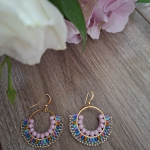 Miyuki japán üveggyöngyökből készült fülbevaló  - ékszer - fülbevaló - fülékszer - Meska.hu