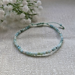 Larimar karkötő, ezüst golyókkal - Meska.hu