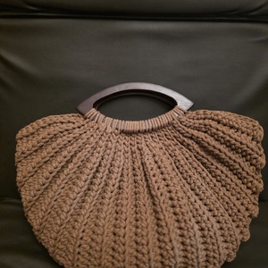 Kagyló táska barna zsinórfonalból., Táska & Tok, Kézitáska & válltáska, Kézitáska, Horgolás, MESKA