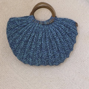 Kagyló táska kék zsinórfonalból., Táska & Tok, Kézitáska & válltáska, Kézitáska, Horgolás, MESKA