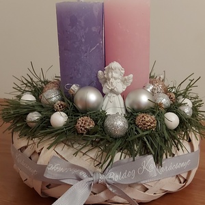 Klasszikus lila rózsaszín adventi kosár - Meska.hu