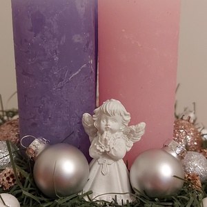 Klasszikus lila rózsaszín adventi kosár - karácsony - adventi díszek - adventi gyertyadíszek és koszorúdíszek - Meska.hu