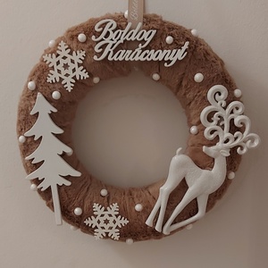 Szarvasos karácsonyi ajtókopogtató - karácsony - adventi díszek - adventi ajtódísz - Meska.hu