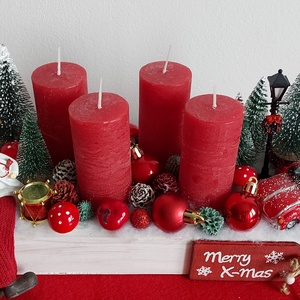 Klasszikus piros-fehér adventi asztaldísz - karácsony - adventi díszek - adventi asztaldísz - Meska.hu