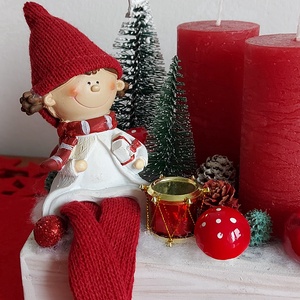 Klasszikus piros-fehér adventi asztaldísz - karácsony - adventi díszek - adventi asztaldísz - Meska.hu