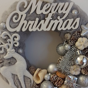 Ezüstös csillogás - karácsony - adventi díszek - adventi ajtódísz - Meska.hu