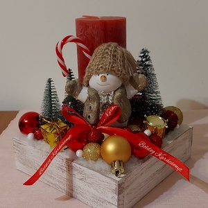 Klasszikus piros-arany adventi asztaldísz - karácsony - adventi díszek - adventi asztaldísz - Meska.hu