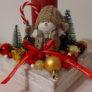Klasszikus piros-arany adventi asztaldísz - karácsony - adventi díszek - adventi asztaldísz - Meska.hu
