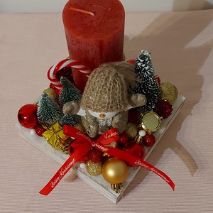 Klasszikus piros-arany adventi asztaldísz - karácsony - adventi díszek - adventi asztaldísz - Meska.hu