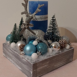 Jeges kékség adventi asztaldísz - karácsony - adventi díszek - adventi asztaldísz - Meska.hu