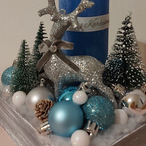 Jeges kékség adventi asztaldísz - karácsony - adventi díszek - adventi asztaldísz - Meska.hu