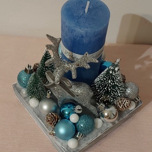 Jeges kékség adventi asztaldísz - Meska.hu