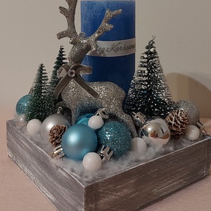 Jeges kékség adventi asztaldísz - karácsony - adventi díszek - adventi asztaldísz - Meska.hu