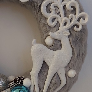 Szürke-türkiz karácsonyi ajtókopogtató - karácsony - adventi díszek - adventi ajtódísz - Meska.hu