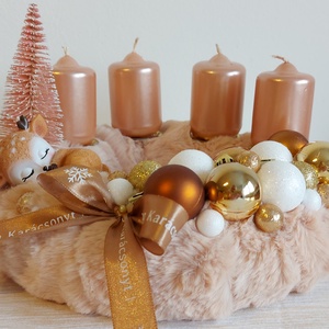 Alvó őzikés szörme adventi koszorú - karácsony - adventi díszek - adventi koszorú - Meska.hu