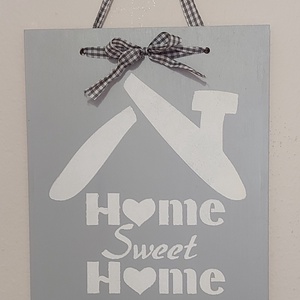 Home Sweet Home szürke ajtódísz, Otthon & Lakás, Dekoráció, Ajtó- és ablak dekoráció, Ajtódísz & Kopogtató, Festészet, Mindenmás, MESKA