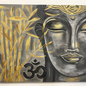 Buddha arany bambusszal 40x50 cm-es akril festmény - Meska.hu