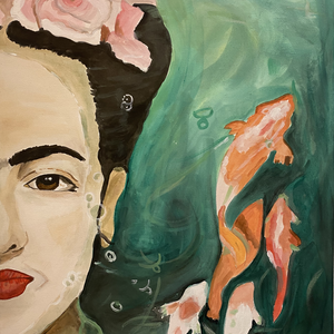 FRIDA KOI HALAKKAL akril festmény - Meska.hu