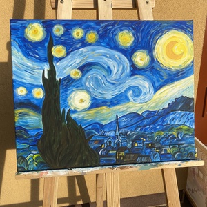 Van Gogh-Csillagos éj inspiráció-falikép - művészet - festmény - akril - Meska.hu