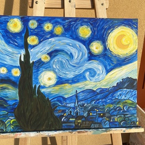 Van Gogh-Csillagos éj inspiráció-falikép - művészet - festmény - akril - Meska.hu
