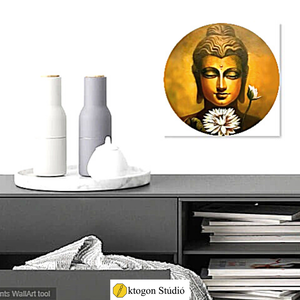 Buddha lótusszal kerek festmény - művészet - festmény - akril - Meska.hu