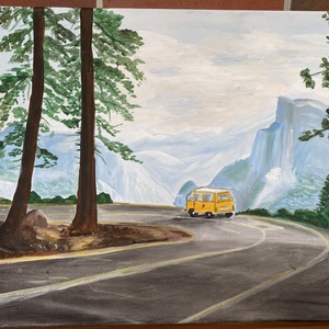 Úton-Yosemity Nemzeti Park USA-akril festmény, falikép, Művészet, Festmény, Akril, Festészet, Meska