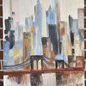 New York Brooklyn Bridge-akril festmény, falikép, Művészet, Festmény, Akril, Festészet, MESKA