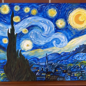 Van Gogh-Csillagos éj inspiráció-falikép - művészet - festmény - akril - Meska.hu