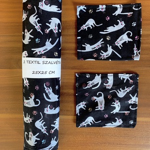 2 darab vidám macskás, cicás textil szalvéta 2 poháralátéttel  - Meska.hu