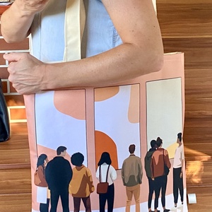 Elegáns, designer mintás, nagy méretű, vízálló vászontáska, bevásárló szatyor, strandtáska - táska & tok - bevásárlás & shopper táska - shopper, textiltáska, szatyor - Meska.hu