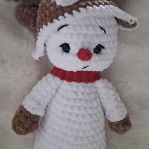 Horgolt plüss hóember rénszarvasos sapiban, Játék & Sport, Plüssállat & Játékfigura, Más figura, Horgolás, MESKA