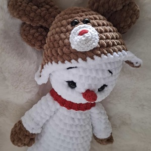 Horgolt plüss hóember rénszarvasos sapiban - játék & sport - plüssállat & játékfigura - más figura - Meska.hu