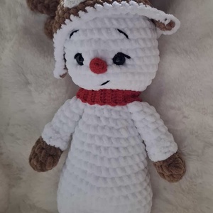 Horgolt plüss hóember rénszarvasos sapiban - játék & sport - plüssállat & játékfigura - más figura - Meska.hu