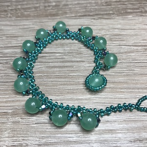Jade Swarovski Miyuki egyedi kézzel készített különleges karkötő, Ékszer, Karkötő, Ékszerkészítés, Gyöngyfűzés, gyöngyhímzés, Meska