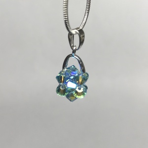 Swarovski Aquamarin AB 925 Sterling Ezüst nyaklánc medállal, Ékszer, Nyaklánc, Medálos nyaklánc, Ékszerkészítés, Gyöngyfűzés, gyöngyhímzés, Meska