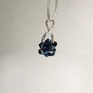 Swarovski Metallic Blue 925 Sterling Ezüst nyaklánc medállal, Ékszer, Nyaklánc, Medálos nyaklánc, Ékszerkészítés, Gyöngyfűzés, gyöngyhímzés, Meska