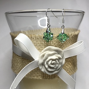 Swarovski Star Peridot AB 925 Sterling Ezüst fülbevaló, Ékszer, Fülbevaló, Lógó fülbevaló, Ékszerkészítés, Gyöngyfűzés, gyöngyhímzés, MESKA