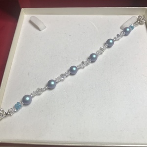 Swarovski Iridescent Light Blue gyöngy karkötő kék, crystal AB mágneskapoccsal - ékszer - karkötő - gyöngyös karkötő - Meska.hu