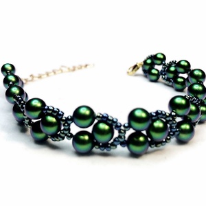 Swarovski Scarabeus Green különleges egyedi karkötő 925 ezüst lánccal vagy mágneskapoccsal - ékszer - karkötő - gyöngyös karkötő - Meska.hu