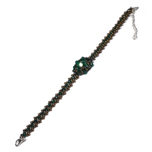Swarovski Green egyedi különleges ékszer 925 ezüst lánccal - ékszer - karkötő - gyöngyös karkötő - Meska.hu